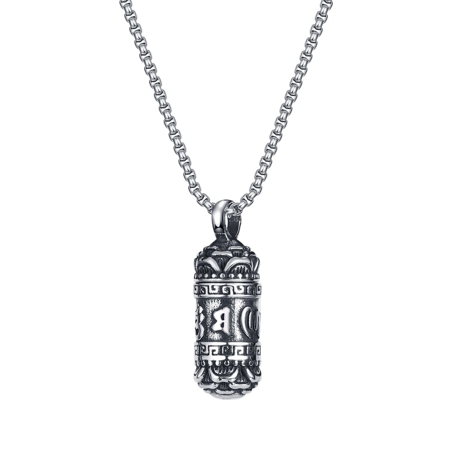 Vintage Cylinder Stainless Steel Men's Necklaces 