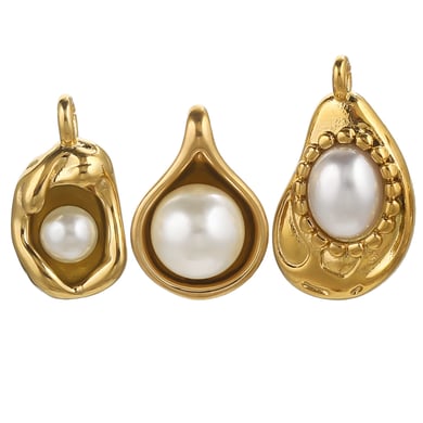 1 Stück gestaltbare unregelmäßige Tropfen Edelstahl Gold Farbe Damen Anhänger h5 Bild9