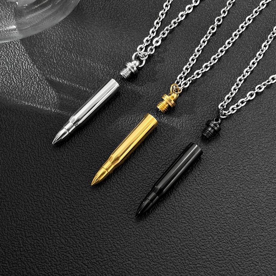 1 Piece Sleek Bullet Stainless Steel Men's Necklaces Picture7