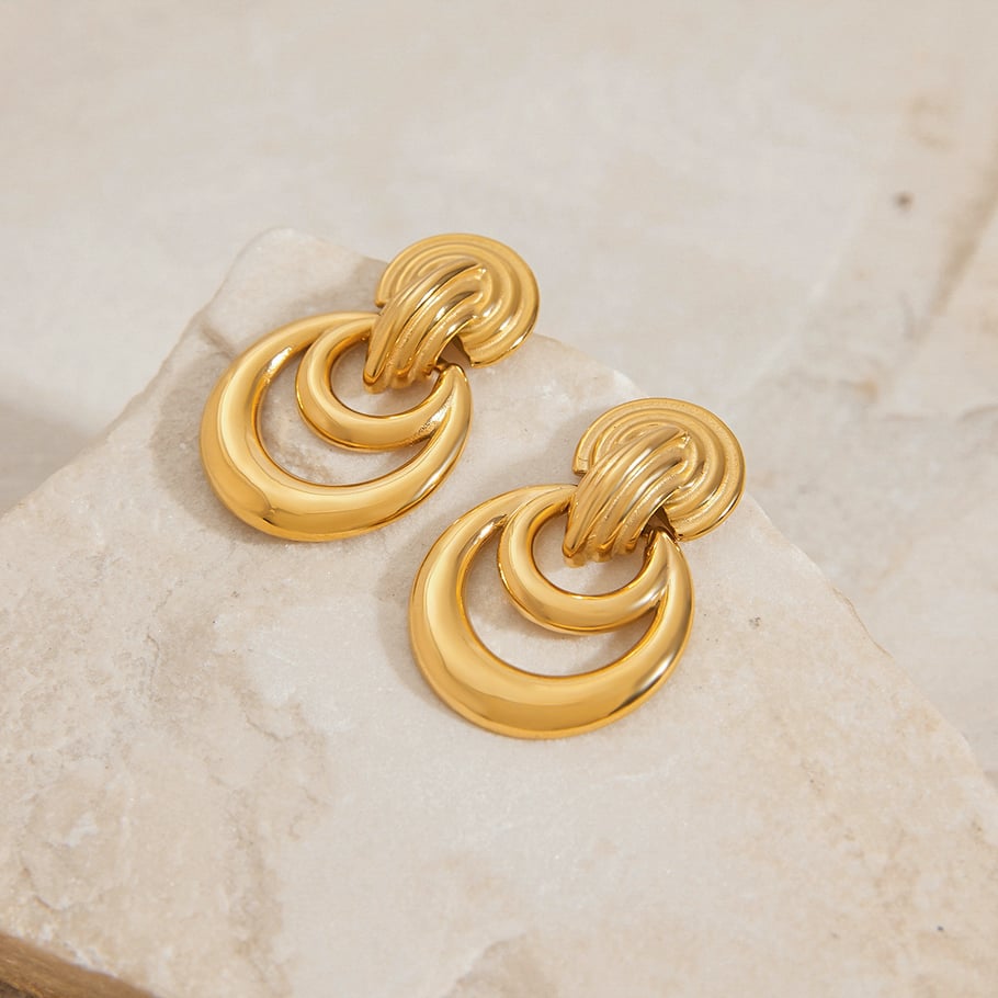 Ins Style Twist Stainless Steel Gold Color Stud Earrings Picture6