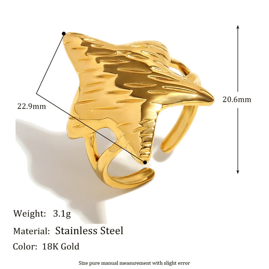1 Stück Kreativer Damenring aus Edelstahl mit Seestern-Motiv, goldfarben Bild6