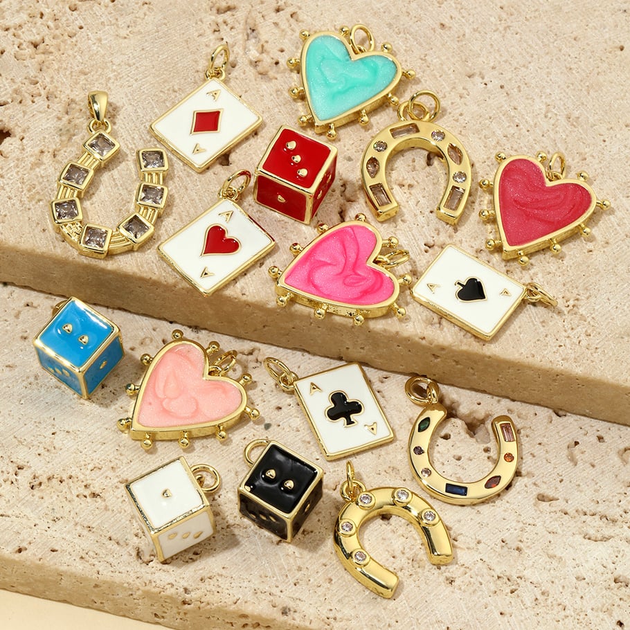 1 Piece Modern Series Daily Dice Shape Copper Gold Color Women's Pendants Picture3