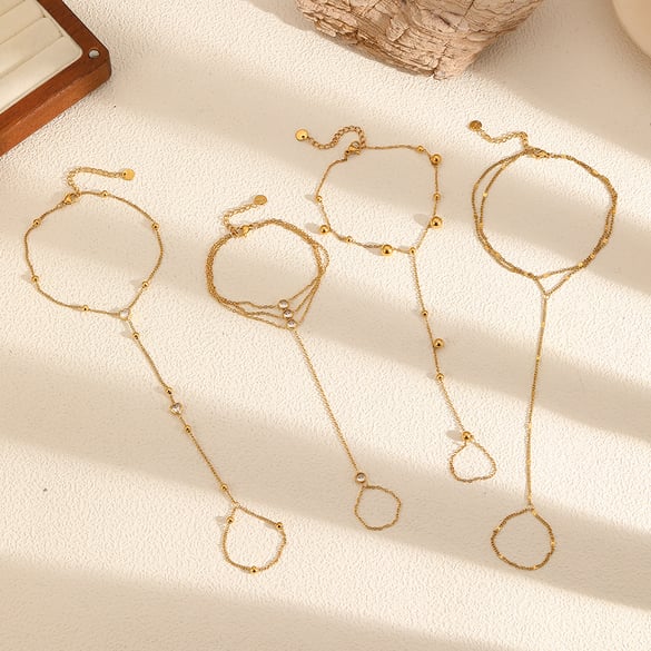 Braccialetti a catena da donna in acciaio inossidabile color oro, stile Ins