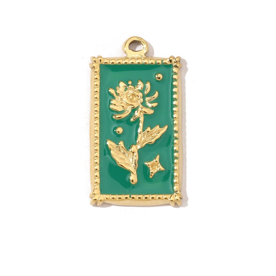 Elegant Flowers Stainless Steel Gold Color Pendants Picture4