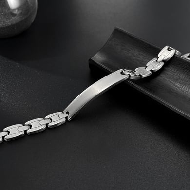 1 Piece Rugged Series Stylish Rectangular Stainless Steel Men's Bracelets h5 Picture4