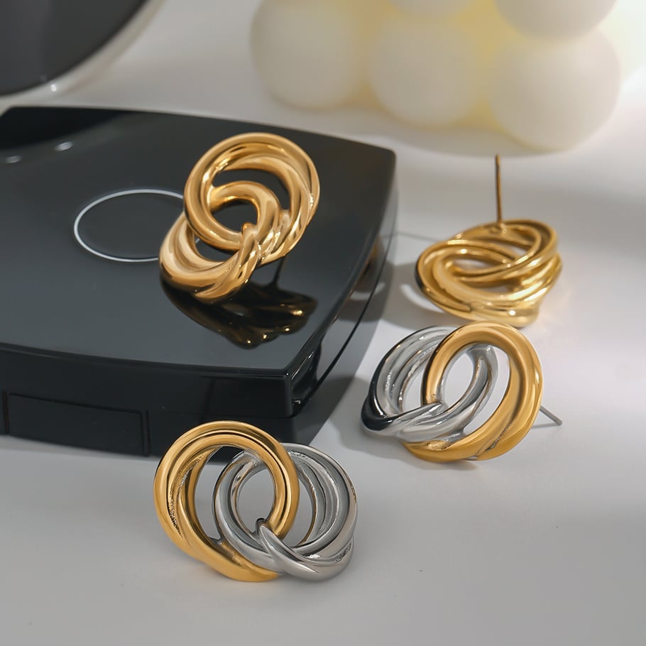 1 Pair Simple Series Simple Annular Stainless Steel   Gold Color  Women's Stud Earrings Picture8