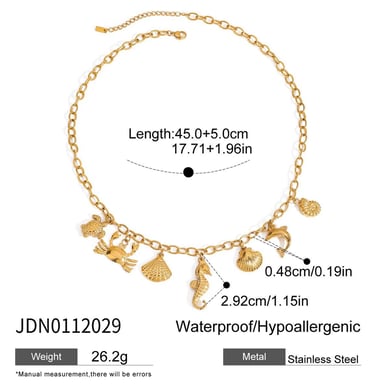 Oceanic Stainless Steel Gold Color Pendant Necklace h5 Picture2