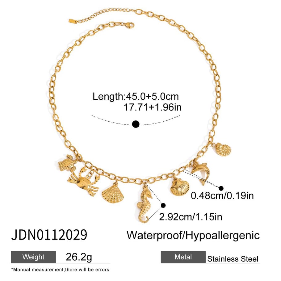 Oceanic Stainless Steel Gold Color Pendant Necklace Picture2