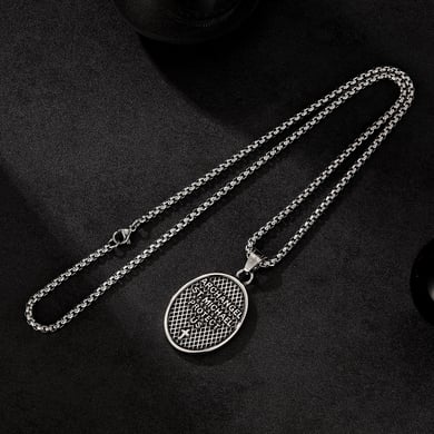 Classic Religious Oval Stainless Steel Men's Necklaces h5 Picture5