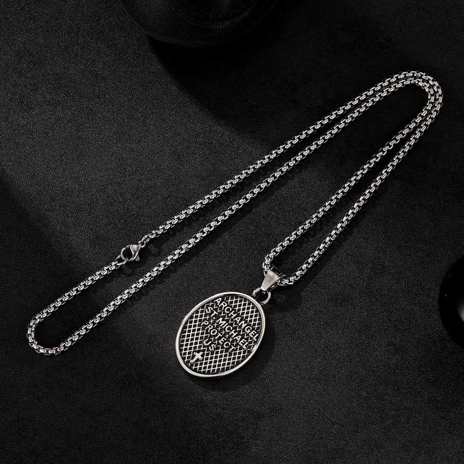 Classic Religious Oval Stainless Steel Men's Necklaces Picture5