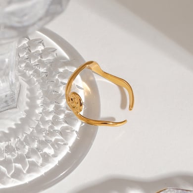 Spiral Stainless Steel Gold Color Women's Adjustable Rings h5 Picture4