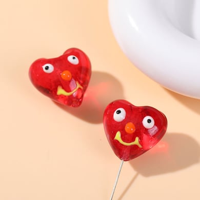 Sweet Red Elegant Heart Glass DIY Jewelry Beads h5 