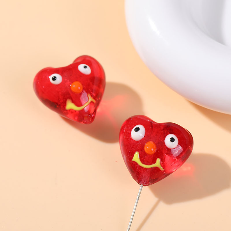 Sweet Red Elegant Heart Glass DIY Jewelry Beads 