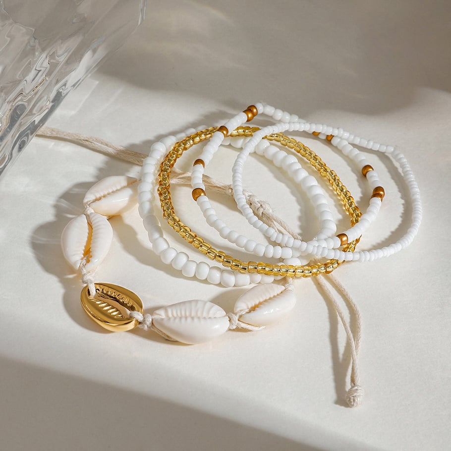 Oceanic Shell Stainless Steel Gold Color Anklet Picture3