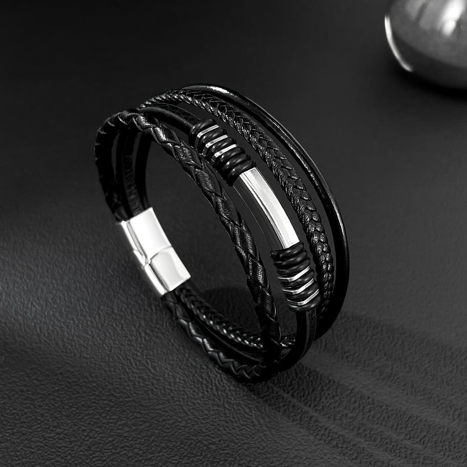 1 Piece Minimalist Multilayer Stainless Steel Men's Bracelets Picture3