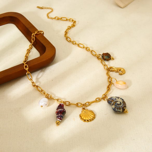 Collana con ciondolo in acciaio inossidabile della collezione Vintage Ocean di Fashion 2