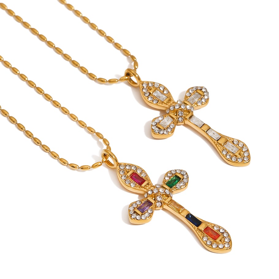 1 Piece Retro Cross Stainless Steel Gold Color Women's Pendant Necklaces Picture5