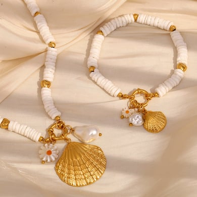 Shell Stainless Steel Gold Color Charm Bracelets h5 Picture3