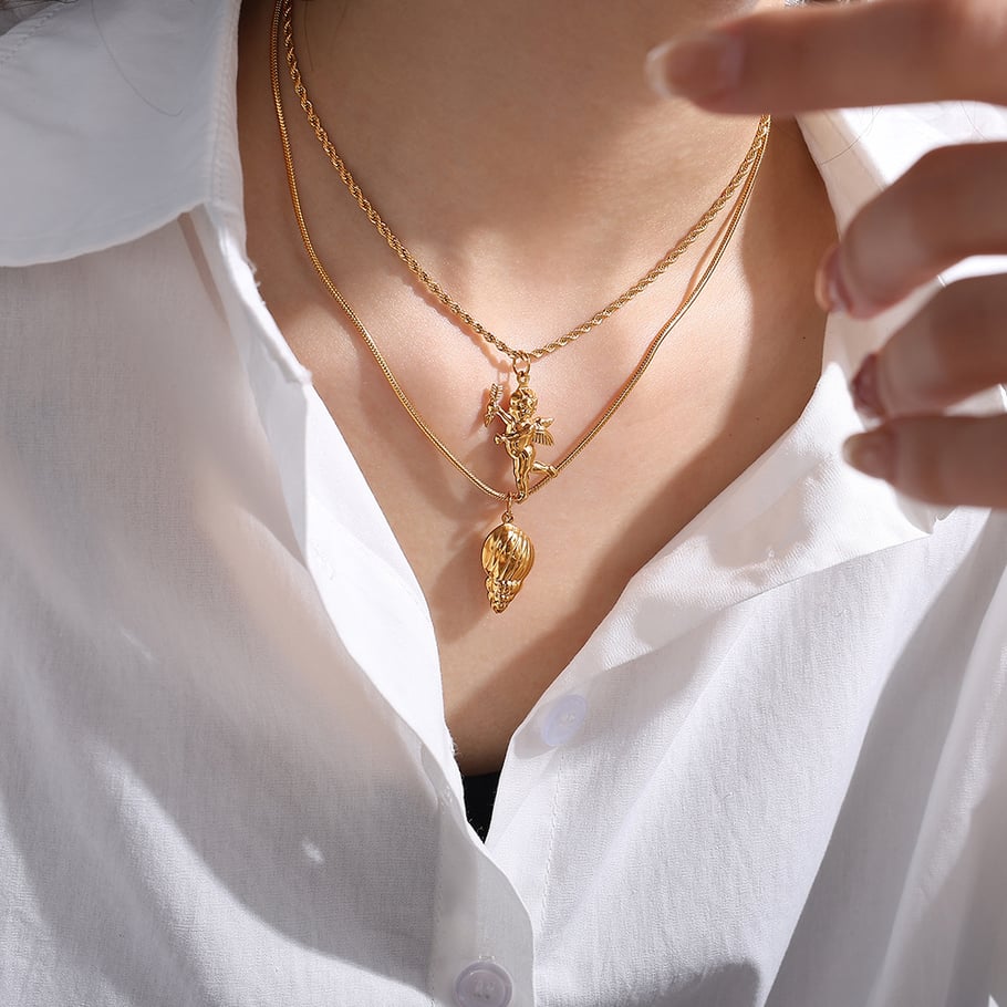 Marine Organism Titanium Steel Gold Color Hollow Women's Pendants Picture4