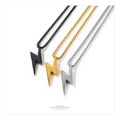 1 Piece Subtle Lightning Stainless Steel Gold Color Men's Pendant Necklaces h5 Picture9