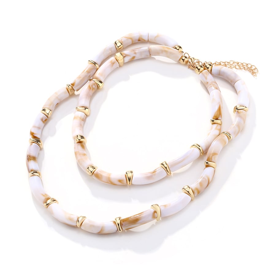 1 Piece Exaggerated Textured Beaded Stacking Layered Necklace Picture6