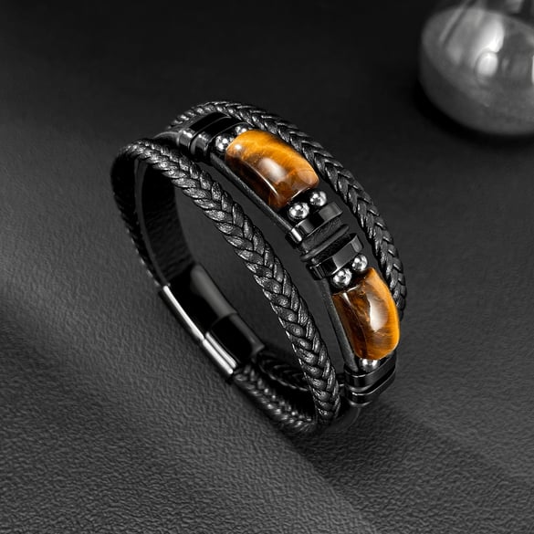 Braccialetti da uomo in pelle robusta, 1 pezzo