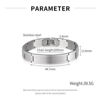1 Piece Minimalist Series Punk Rectangular Stainless Steel Men's Bracelets h5 Picture9
