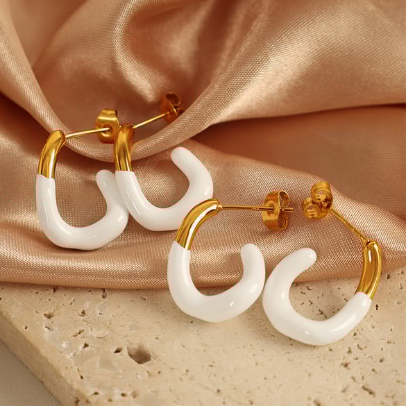 Colorful Stainless Steel Hoop Earrings 2