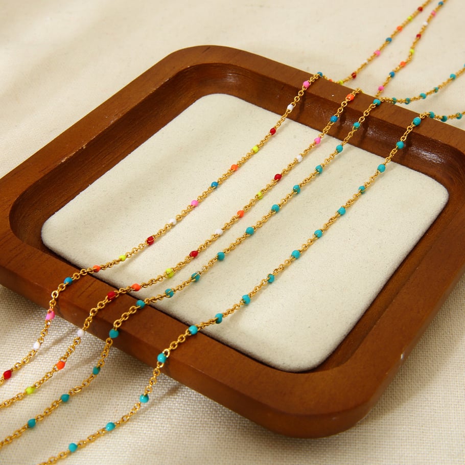 Light Luxury and Sweet Multi - colored DIY Stainless Steel Bead Chains Picture2
