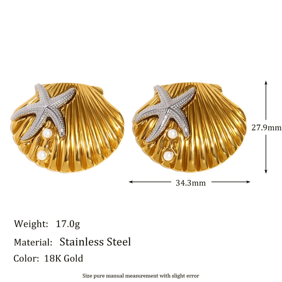 1 Stück Ohrstecker aus Edelstahl mit goldener Muschel aus der Ocean Collection Bild2