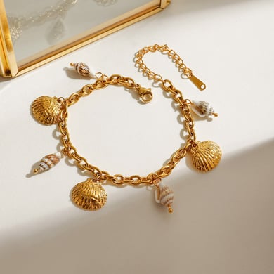 1 Piece Oceanic Stainless Steel Gold Color Shell Women's Charm Bracelets h5 Picture4