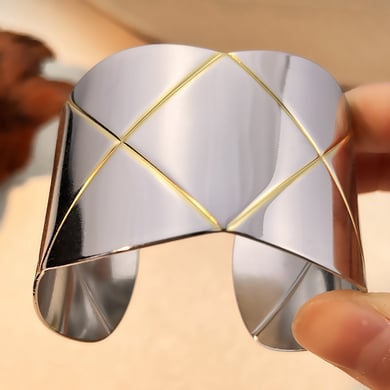 Mixed Color Plaid Stainless Steel Cuff Bracelets h5 