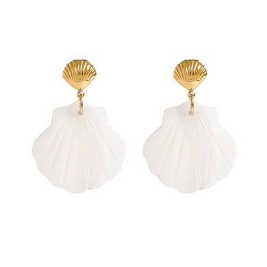Shell Shape Stainless Steel Drop Earrings h5 Picture4