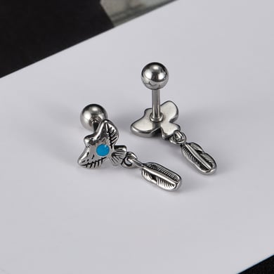 1 Pair Vintage Series Eagle Shape Stainless Steel Men's Stud Earrings h5 Picture4