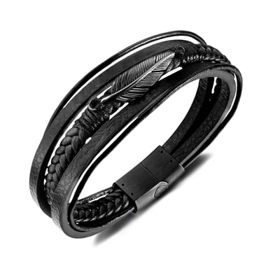 1 Piece Understated Feather Stainless Steel Men's Bracelets h5 