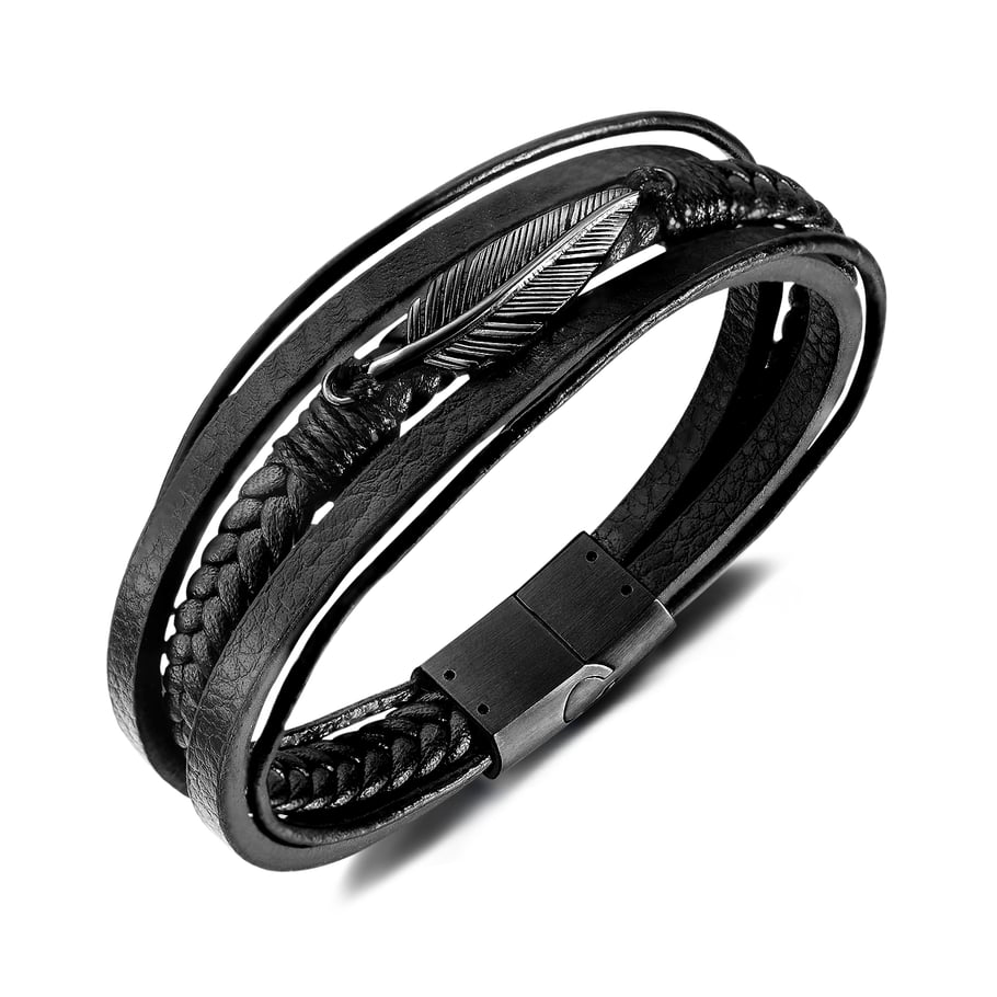 1 Piece Understated Feather Stainless Steel Men's Bracelets 