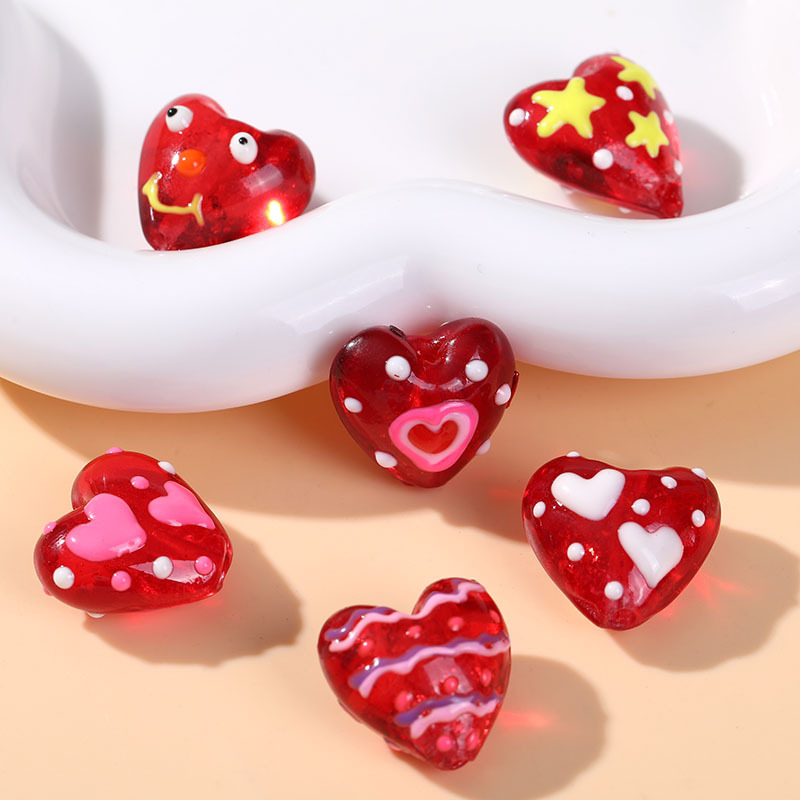 Sweet Red Elegant Heart Glass DIY Jewelry Beads Picture2