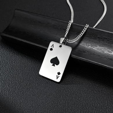 1 Piece Classic Poker Stainless Steel Men's Necklaces h5 Picture5