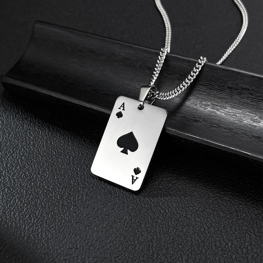 1 Piece Classic Poker Stainless Steel Men's Necklaces Picture5