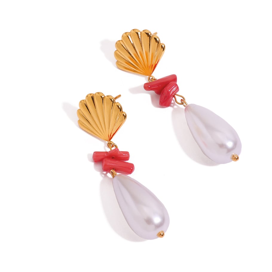 Ins Style Oceanic Stainless Steel Gold Color Drop Earrings 