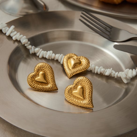 Collane di perline color oro in acciaio inossidabile con cuore romantico