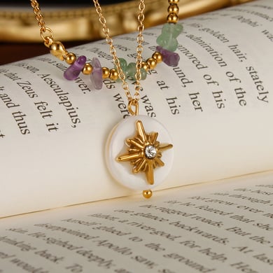 Collares en capas de acero inoxidable dorados con diseño geométrico diario de serie simple de 1 pieza para mujer h5 Imagen4