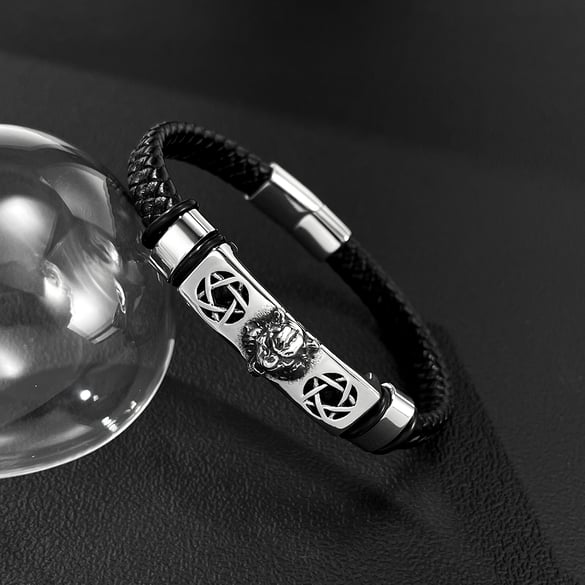 1 Stück Herrenarmbänder aus Edelstahl mit Leopardenkopf 2
