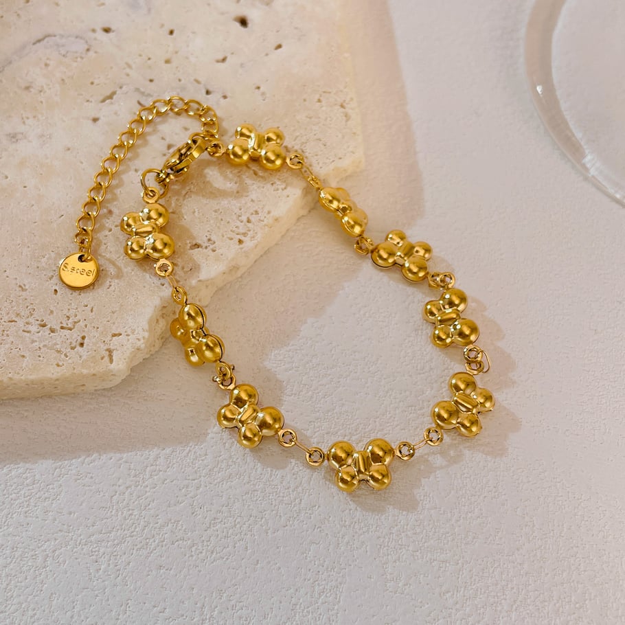 Pulsera de cadena de acero inoxidable color dorado para mujer, serie simple, 1 unidad, con diseño de animales para uso diario. Imagen4