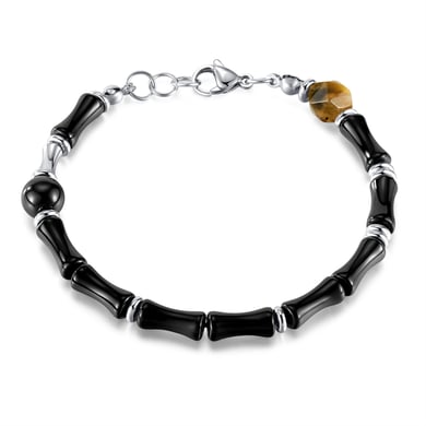 Black Agate Beads Stainless Steel Men's Chain Bracelets h5 Picture6