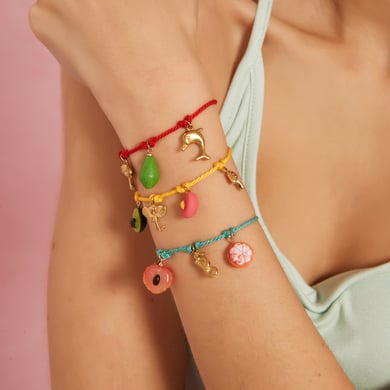 Contrast Color Fruits Cotton Rope Stainless Steel Women's Charm Bracelets h5 Picture4