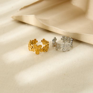 Light Luxury Flower - shaped Gold - colored Stainless Steel Women's Rings h5 Picture4