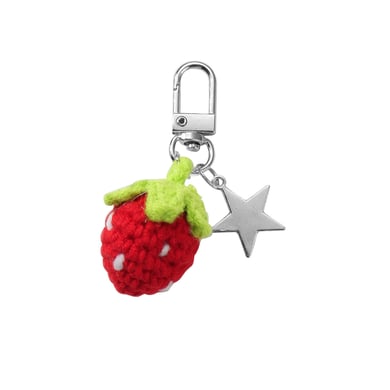 1 Piece Cute Knitted Strawberry & Cherry Heart Bag Charms h5 Picture5