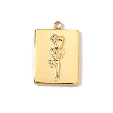 Elegant Flowers Stainless Steel Gold Color Pendants h5 Picture5