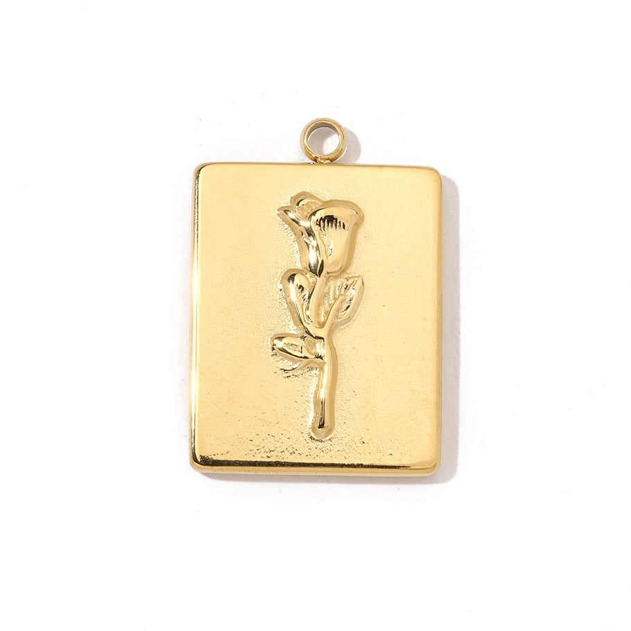 Elegant Flowers Stainless Steel Gold Color Pendants h5Picture5